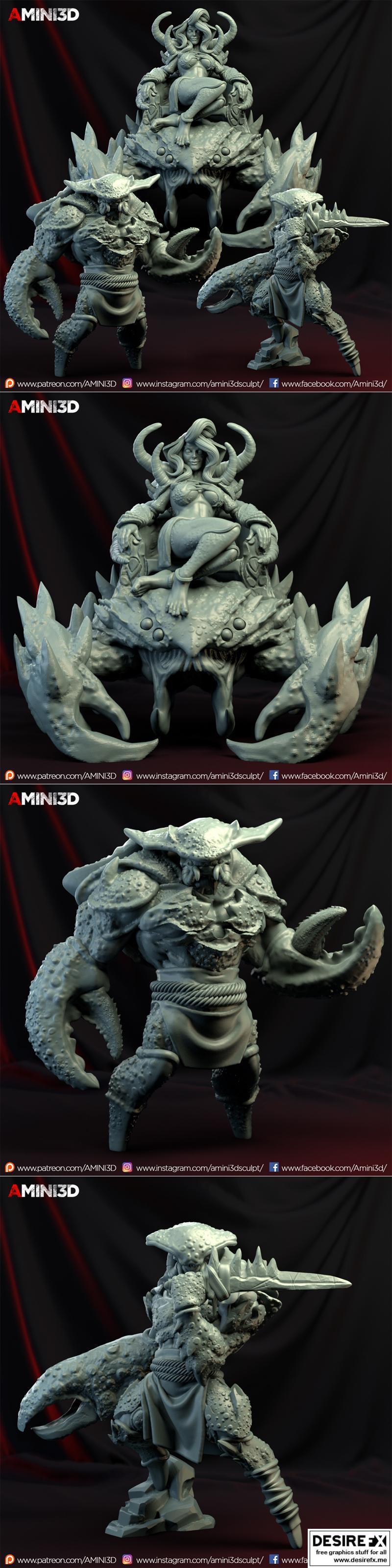 Amini3D-蟹族生物-3D打印模型|Amini3D – Crabfolks – 3D Print Model STL