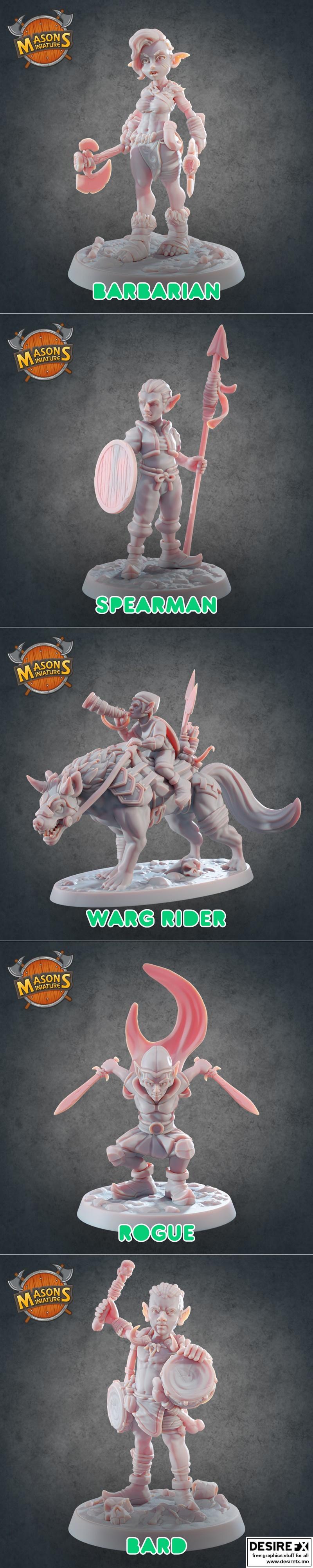 矮人迷你模型全套 - 3D打印模型 STL|Goblin Miniatures full Set – 3D Print Model STL