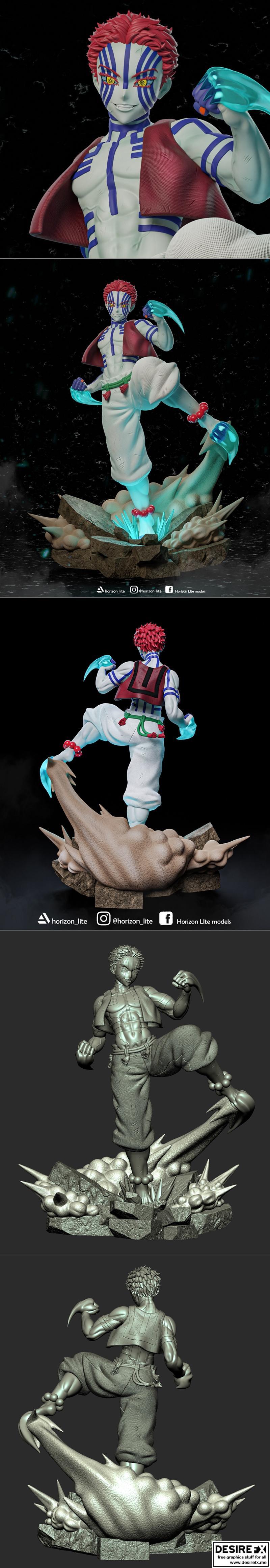 恶魔人 斩月 3D打印模型|Akaza – Demon Slayer – 3D Print Model STL