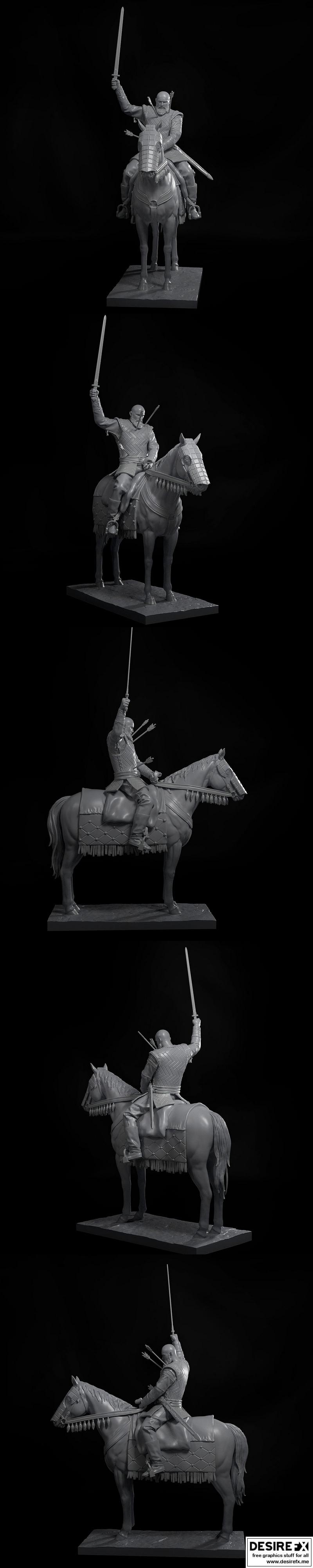 铁山战马 3D打印模型|Bjorn Ironside on Horse – 3D Print Model STL