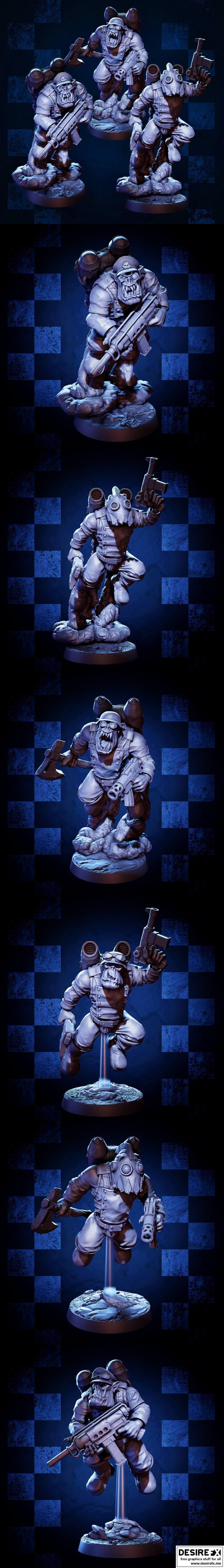 MrModulork的喷射战斧人模组套件B——3D打印模型|MrModulork’s Jetpack Orcs – Modular Kit B – 3D Print Model STL