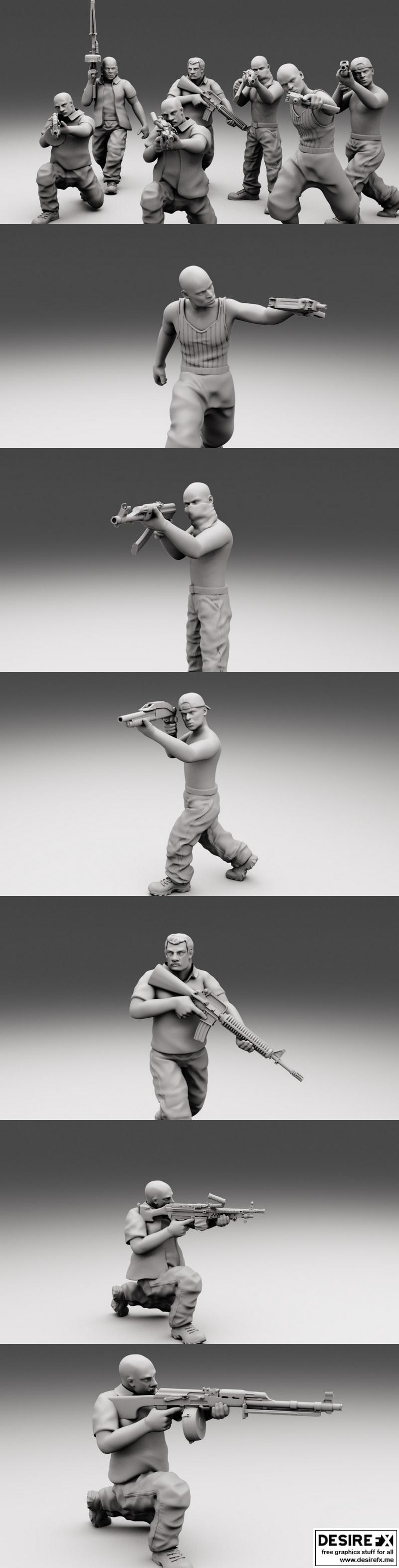 TurnBase迷你战棋游戏 - 卡特尔帮派 - 3D打印模型|TurnBase Miniatures Wargames – Cartel Gang – 3D Print Model STL