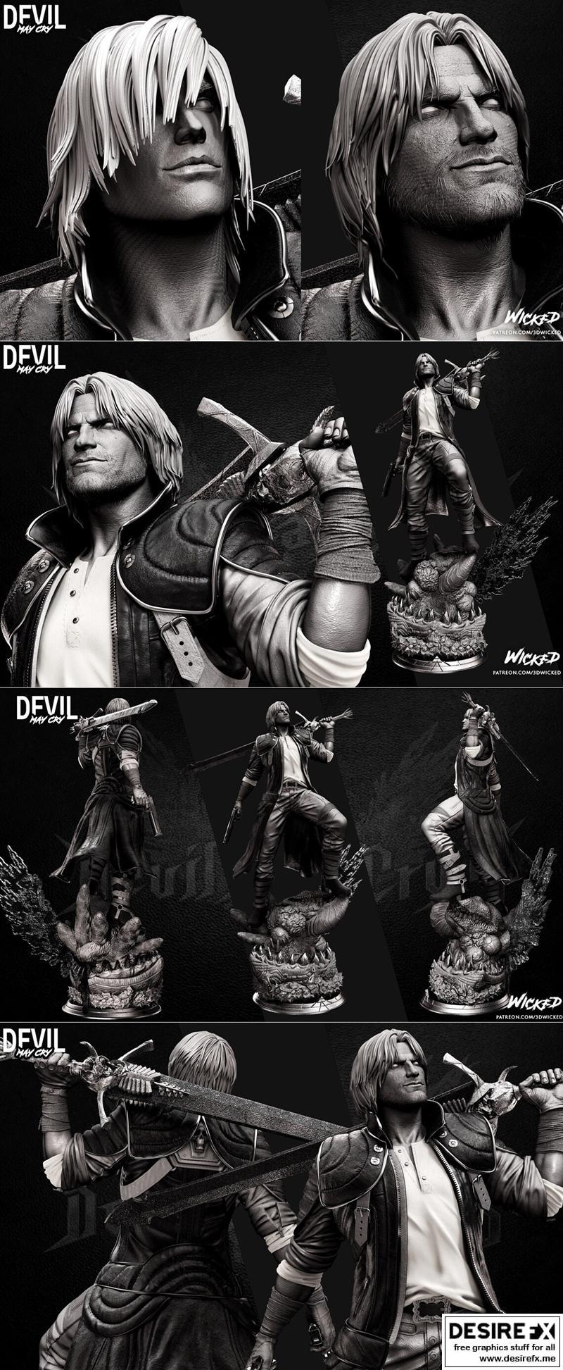 邪恶之徒——恶魔猎人3D打印模型|WICKED – Dante Statue Devil May Cry – 3D Print Model STL