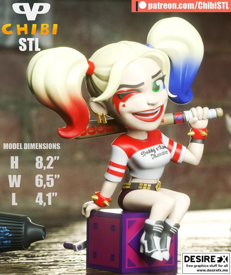 3DXM - 哈莉·奎因 比丘林版 雷欧布 马戈特 3D打印模型 STL|3DXM – Harley Quinn Chibi Robbie Margot – 3D Print Model STL
