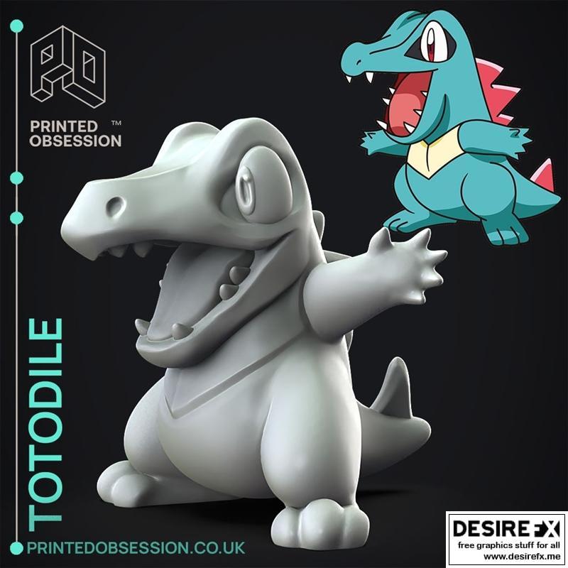 宝可梦3D打印模型：Totodile|Totodile – 3D Print Model STL