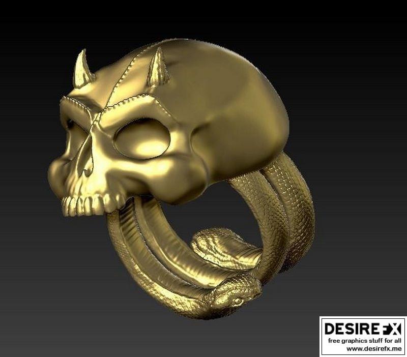 恶魔头骨戒指 3D打印模型|Demon skull ring 3D print model