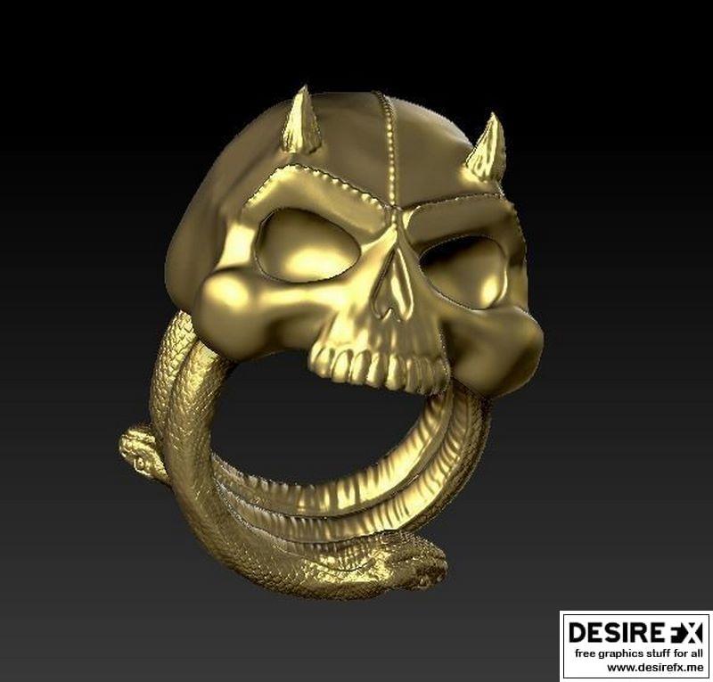 恶魔头骨戒指 3D打印模型|Demon skull ring 3D print model