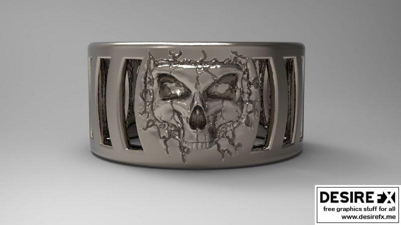 碎骨头戒 3D打印模型|Fractured skull ring 3D print model