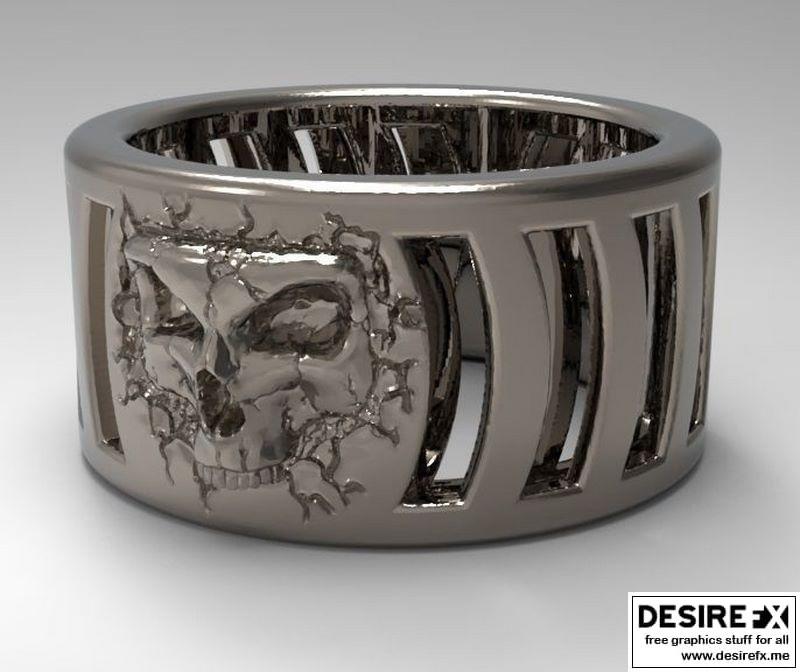 碎骨头戒 3D打印模型|Fractured skull ring 3D print model