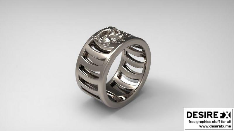 碎骨头戒 3D打印模型|Fractured skull ring 3D print model
