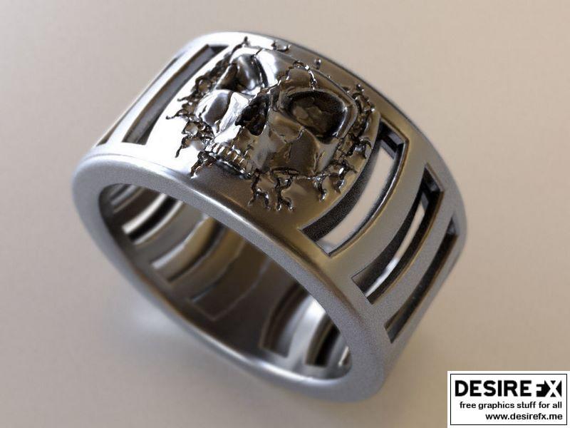碎骨头戒 3D打印模型|Fractured skull ring 3D print model