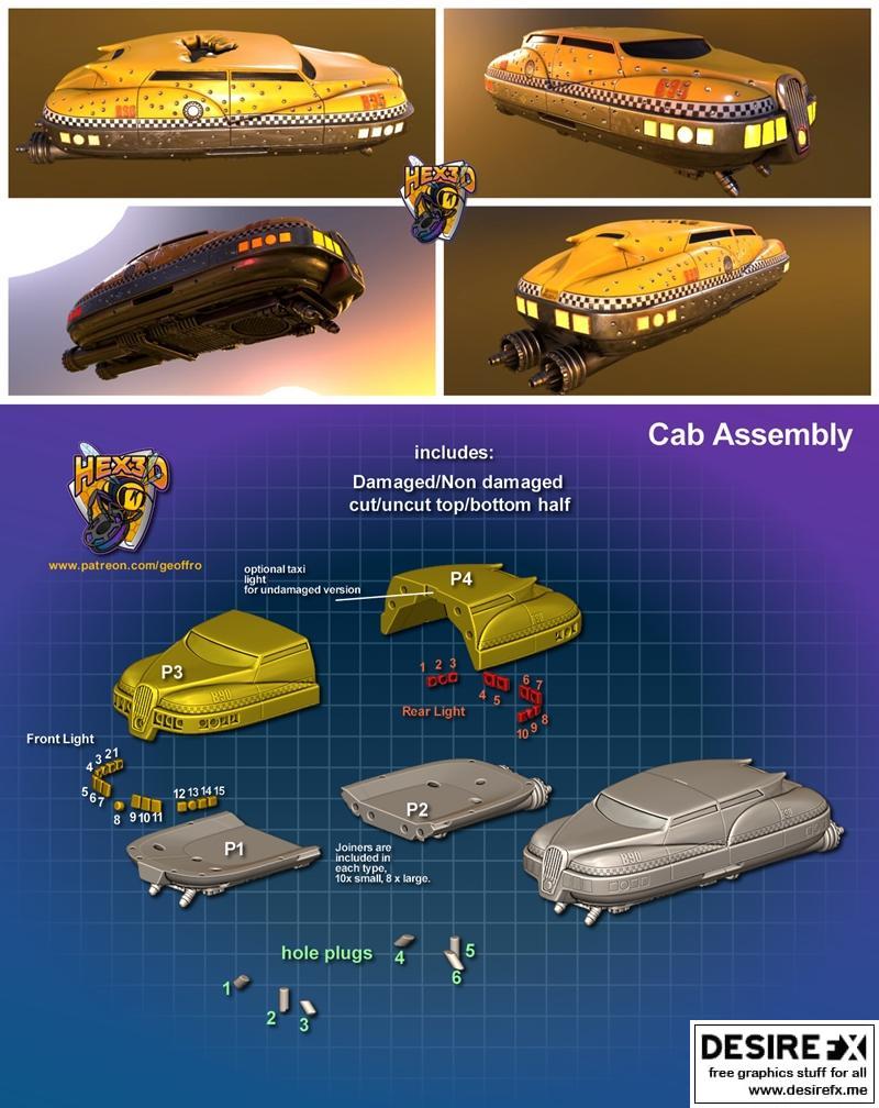 Hex3D - 5th Element 五元素出租车 3D打印模型|Hex3D – 5th Element Taxi – 3D Print Model STL
