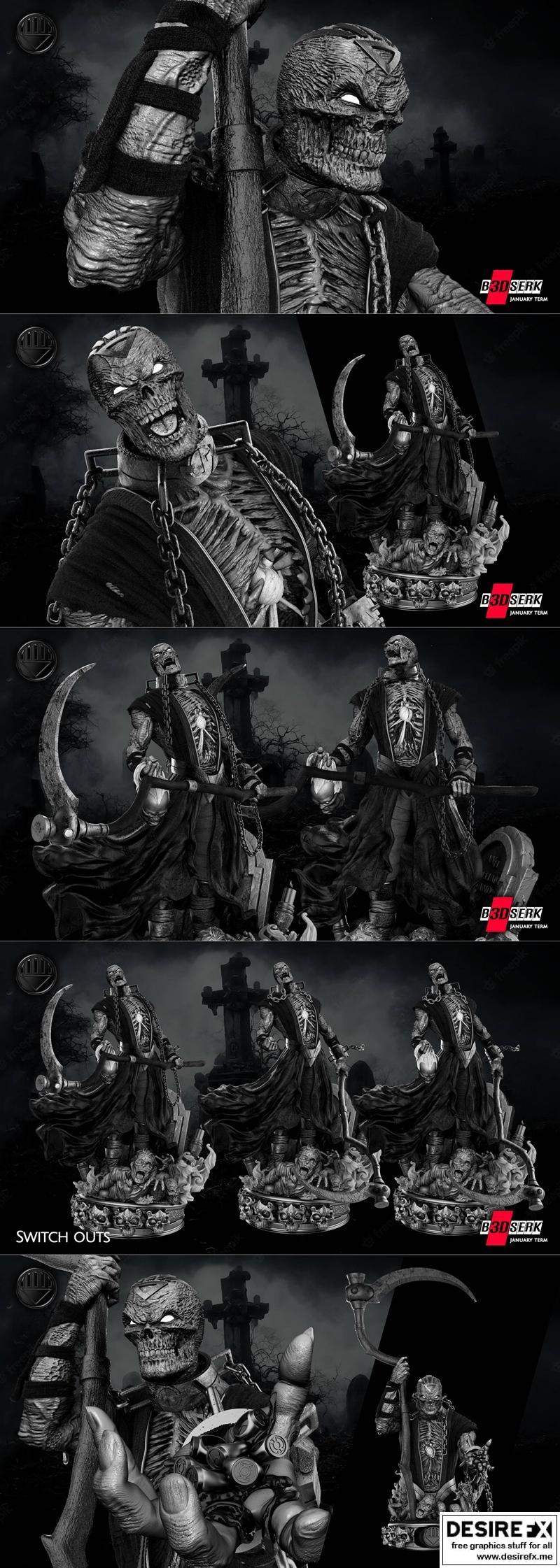 B3DSERK - 暗魂雕像与 bust - 3D打印模型|B3DSERK – Nekron Statue and Bust – 3D Print Model STL