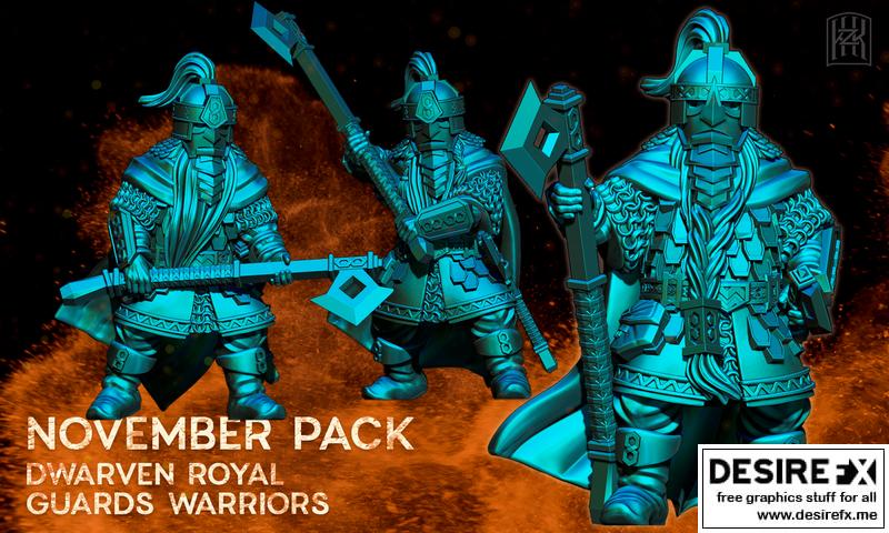 dwarven皇家卫队战士 3D打印模型|Exiled Dwarves Expedition – Dwarven Royal Guards Warriors – 3D Print Model STL
