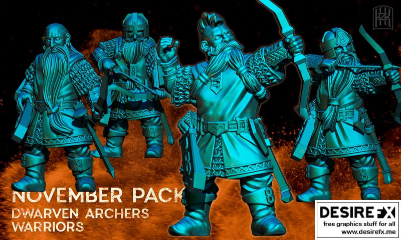 流放矮人远征队——矮人弓箭战士 3D打印模型|Exiled Dwarves Expedition – Dwarven Archers Warriors – 3D Print Model STL