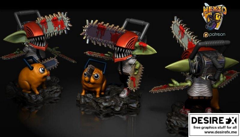 格鲁  Chainsaw Man 3D打印模型|Grogu Chainsaw Man – 3D Print Model STL