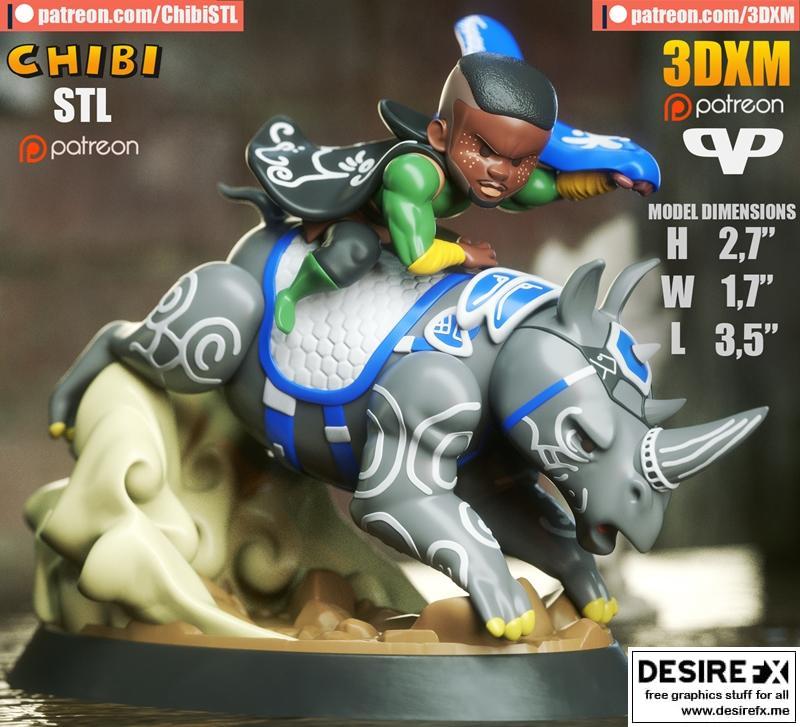 犀牛小可爱3D打印模型|WKabi on Rhino Chibi – 3D Print Model STL