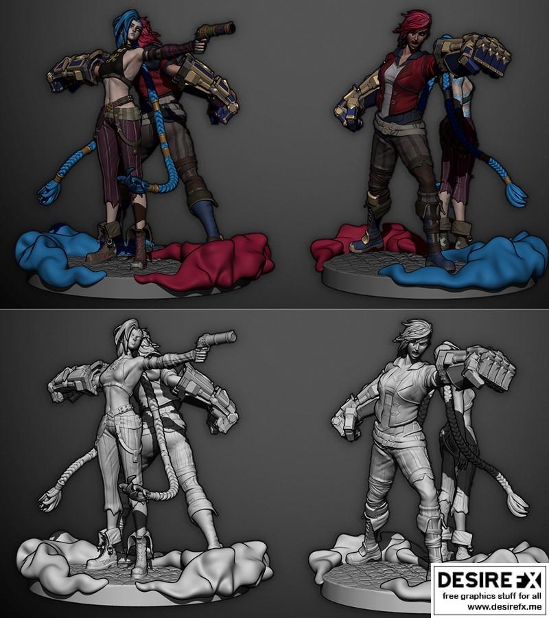 Jinx与Vi 3D打印模型|Jinx and Vi – 3D Print Model STL