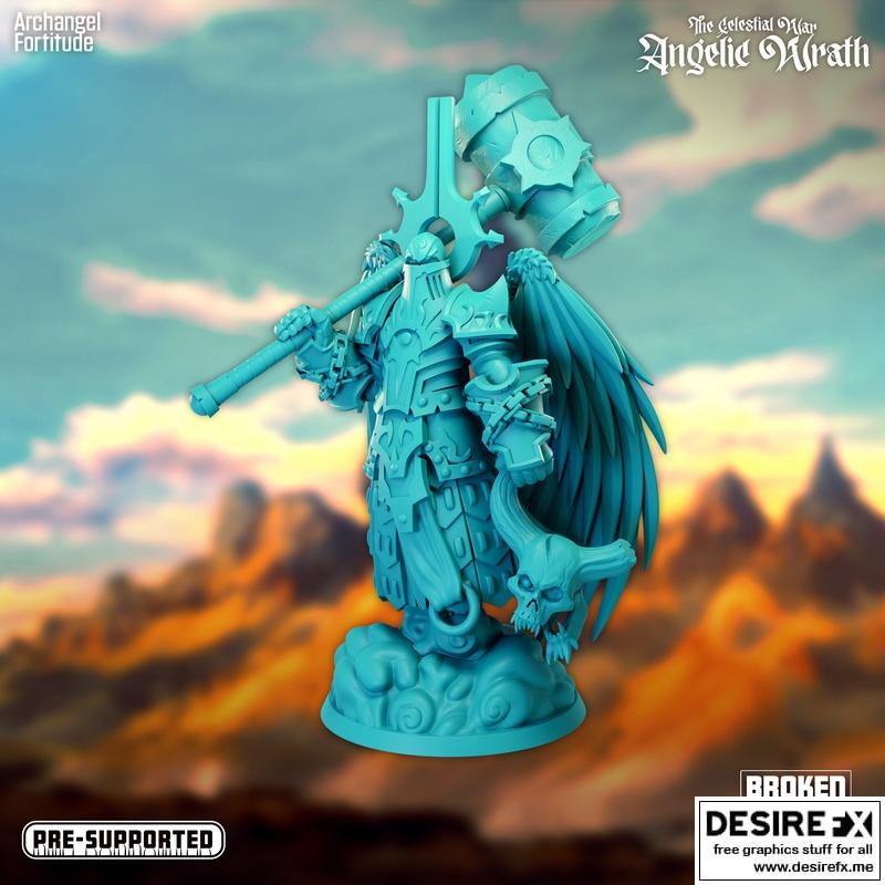 天界之战——天使之怒——大天使坚毅——3D打印模型|The Celestial War – Angelic Wrath – Archangel Fortitude – 3D Print Model STL