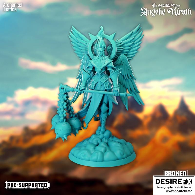 天界之战——天使之怒——大天使正义——3D打印模型|The Celestial War – Angelic Wrath – Archangel Justice – 3D Print Model STL