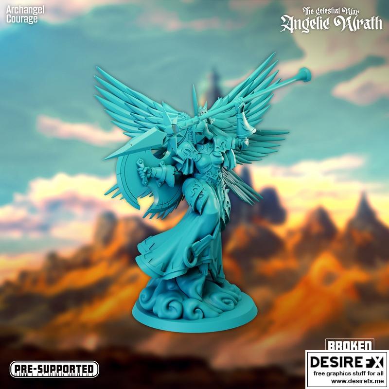 天界之战——天使之怒——勇者圣 archangel|The Celestial War – Angelic Wrath – Archangel Courage – 3D Print Model STL