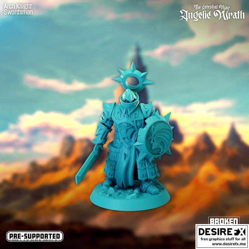 天界之战——天使之怒——圣骑士剑士 3D打印模型|The Celestial War – Angelic Wrath – Arch Knight Swordsman – 3D Print Model STL