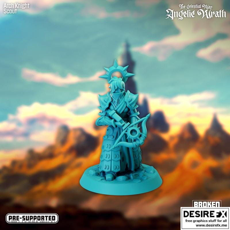天界之战——天使之怒——圣骑士侦察兵 3D打印模型|The Celestial War – Angelic Wrath – Arch Knight Scout – 3D Print Model STL