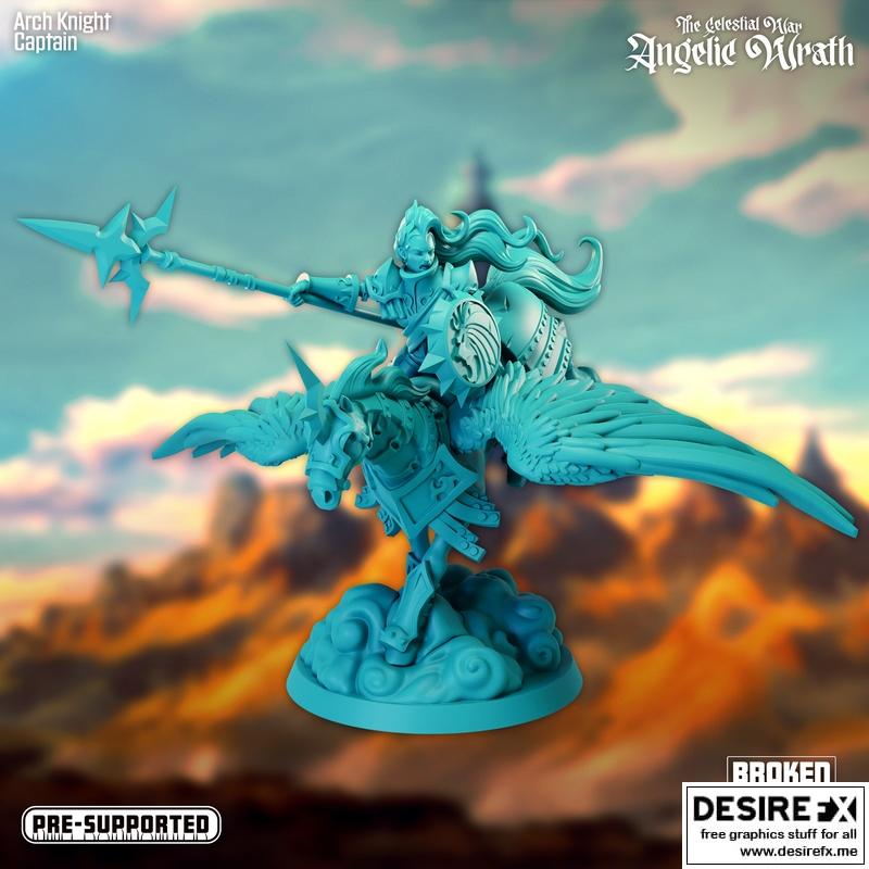 天界之战——天使之怒——骑乘圣骑士队长 3D打印模型|The Celestial War – Angelic Wrath – Arch Knight Mounted Captain – 3D Print Model STL