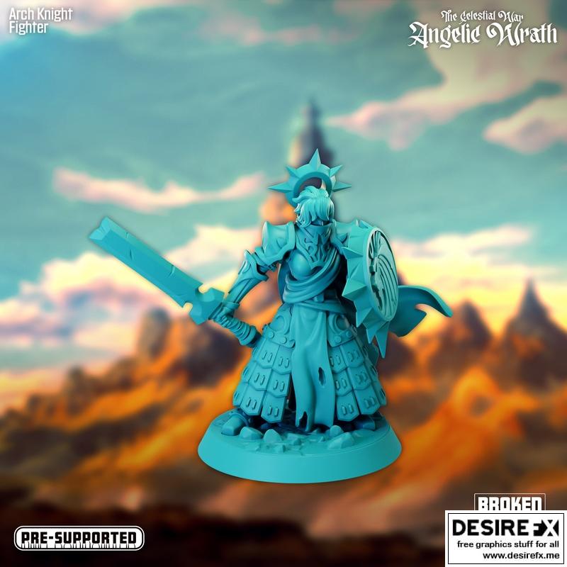 天界之战——天使之怒——圣骑士战士——3D打印模型|The Celestial War – Angelic Wrath – Arch Knight Fighter – 3D Print Model STL