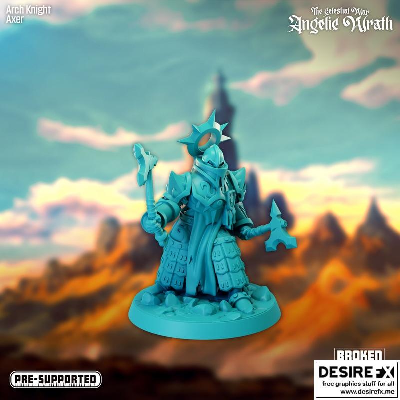 天界之战——天使之怒——圣骑士阿克瑟 3D打印模型|The Celestial War – Angelic Wrath – Arch Knight Axer – 3D Print Model STL