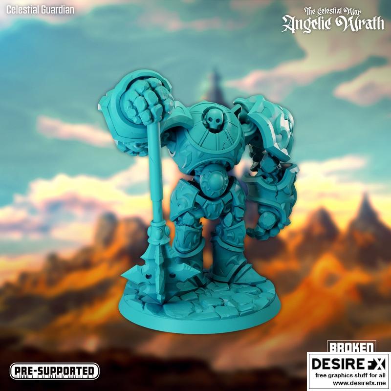 天界之战——天使之怒——天界守护者 3D打印模型|The Celestial War – Angelic Wrath – Celestial Guardian 1 – 3D Print Model STL