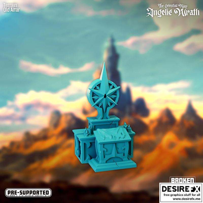 天界之战——天使之怒——旧祭坛——3D打印模型|The Celestial War – Angelic Wrath – Old Altar – 3D Print Model STL