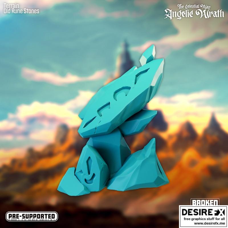 天界之战——天使之怒——古 runes 石碑——3D打印模型|The Celestial War – Angelic Wrath – Old Rune Stones – 3D Print Model STL