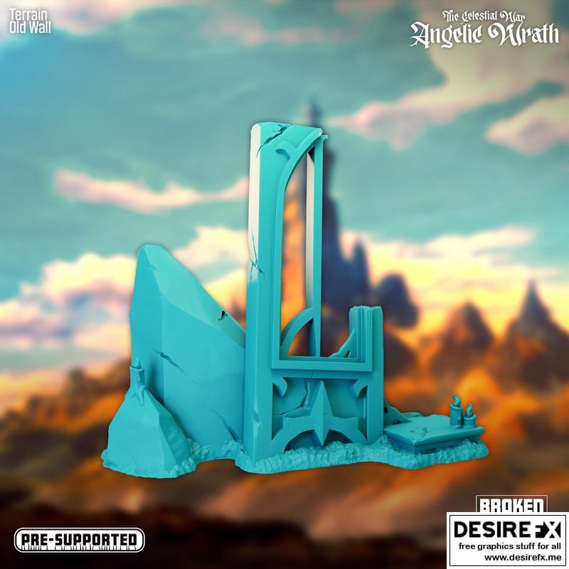天界之战——天使之怒——旧墙 3D打印模型|The Celestial War – Angelic Wrath – Old Wall – 3D Print Model STL