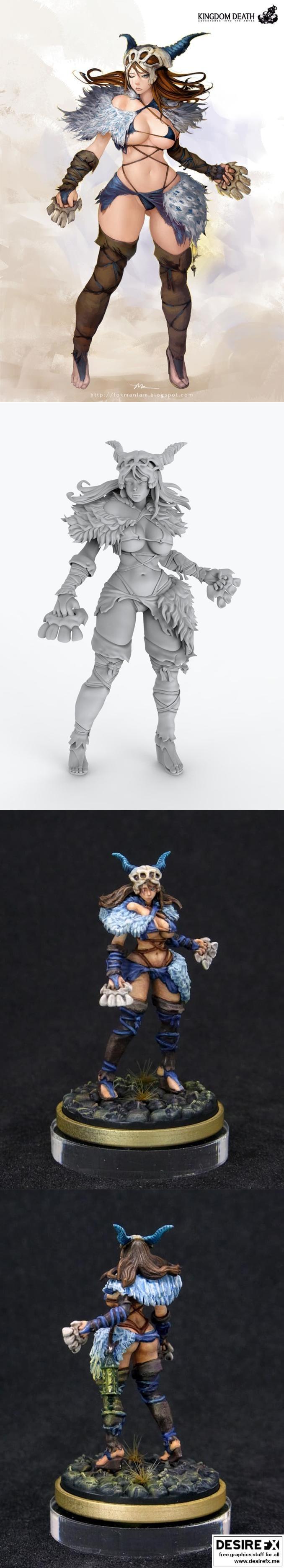 王国死亡怪物 - 原始猎手 标准版 3D打印模型|Kingdom Death Monster – Primal Huntress Standart and NSFW Version – 3D Print Model STL