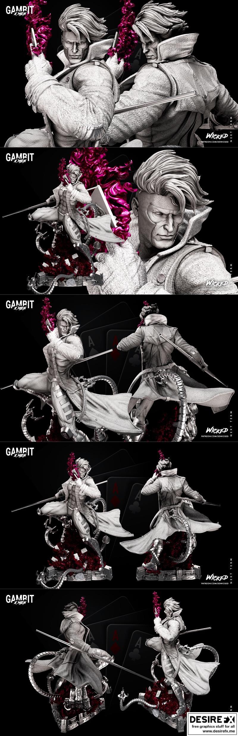 邪恶之徒——漫威博弈雕塑 3D打印模型|Wicked – Marvel Gambit Sculpture – 3D Print Model STL