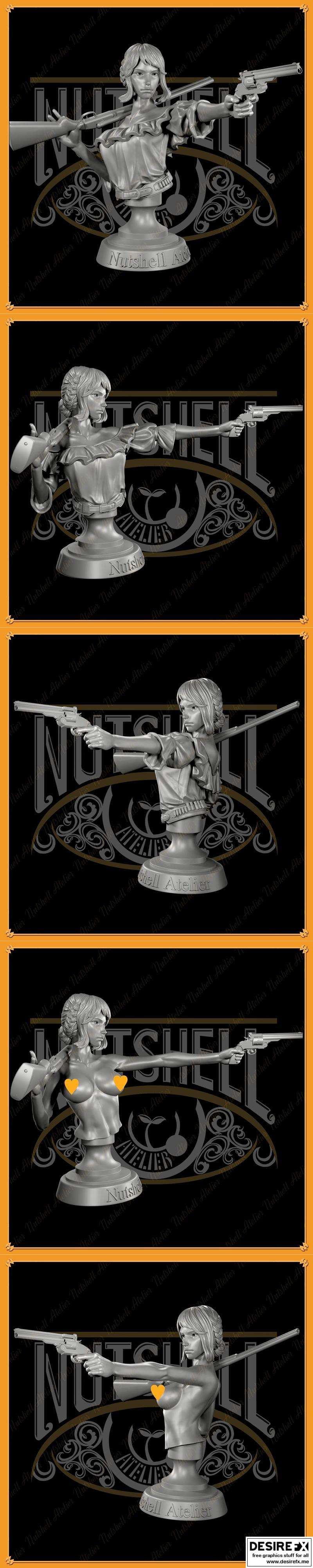 Nutshell Atelier - 《枪手01》人物立体制作3D打印模型|Nutshell Atelier – Gunslinger 01 Bust – 3D Print Model STL