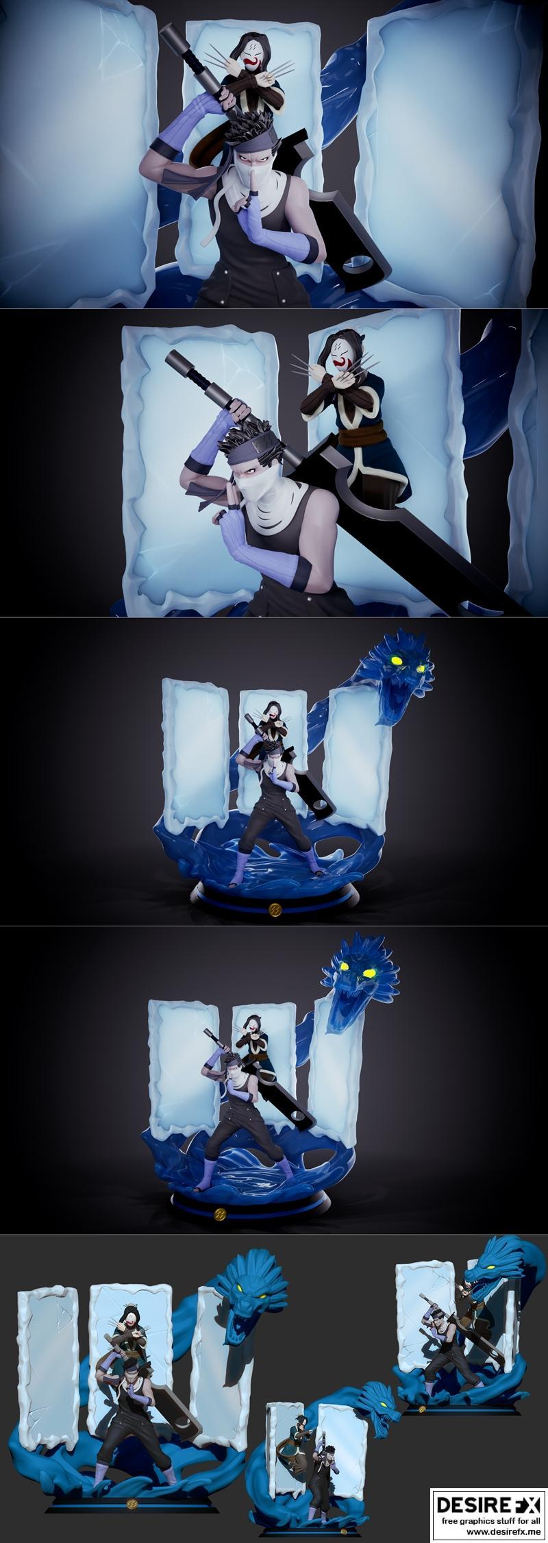 扎布里和哈库——Inaki手办3D打印模型|Zabuza and Haku – Inaki Sculpts – 3D Print Model STL