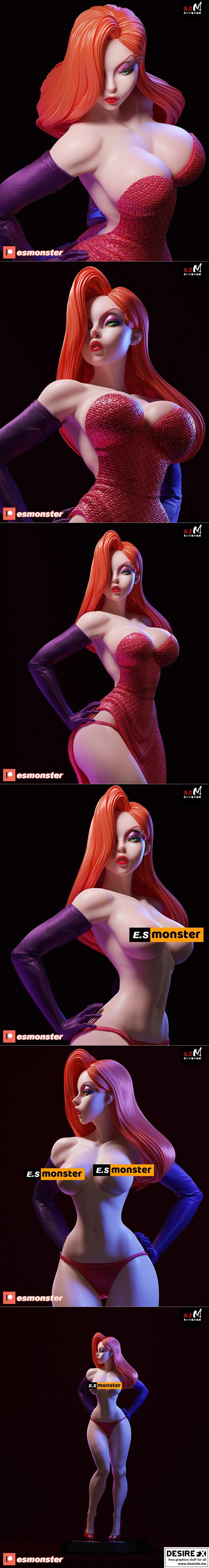 FAN 3D打印模型：E.S Monster - Jessica Rabbit|FAN Jessica Rabbit – E.S Monster – 3D Print Model STL