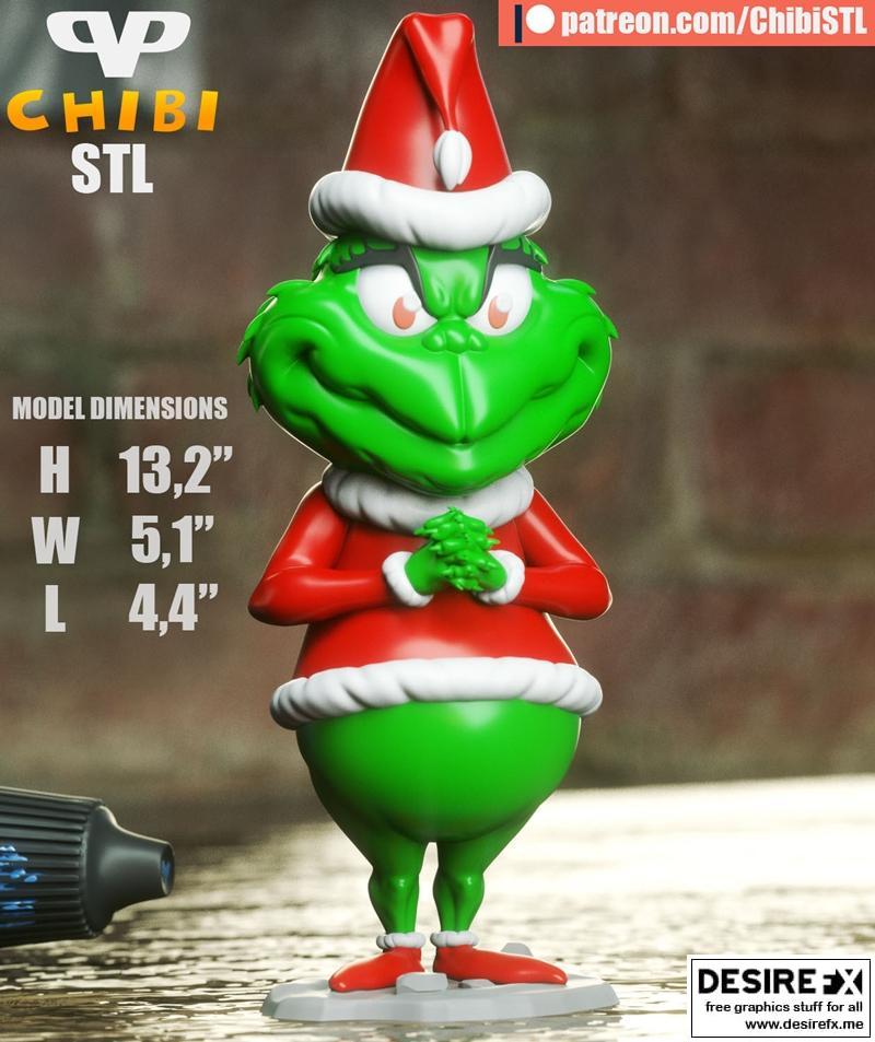3DXM - 冰雪怪兽Chibi - 3D打印模型|3DXM – Grinch Chibi – 3D Print Model STL
