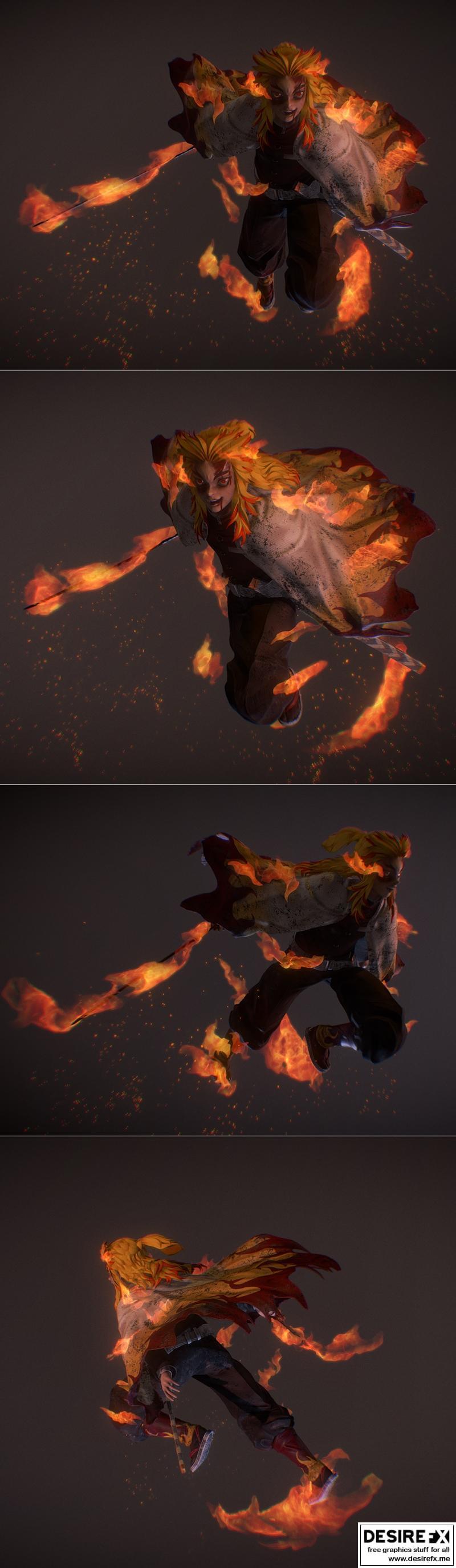 鬼灭之刃 - 热田充希 - 3D打印模型|Demon Slayer – Rengoku Kyoujurou – 3D Print Model STL