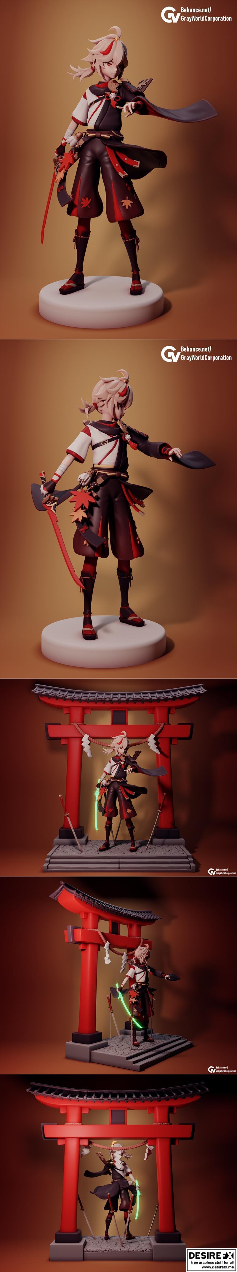 卡兹哈 3D打印模型|Kaedehara Kazuha 2 – 3D Print Model STL