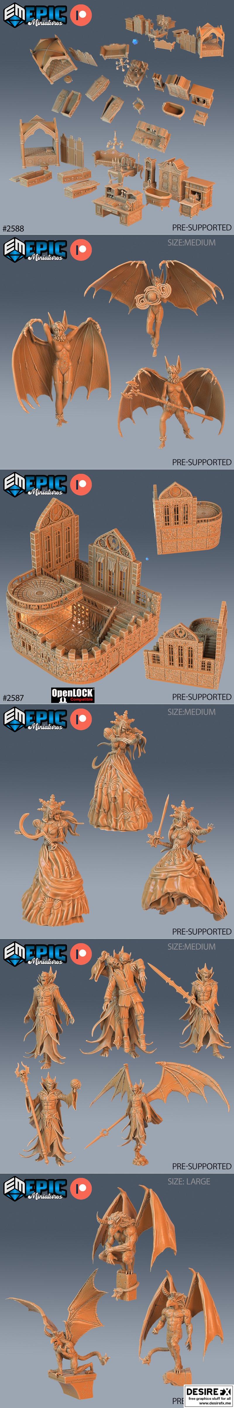 史诗迷你模型-吸血鬼诅咒套装-3D打印模型|Epic Miniatures – Vampires Curse Set – 3D Print Model STL