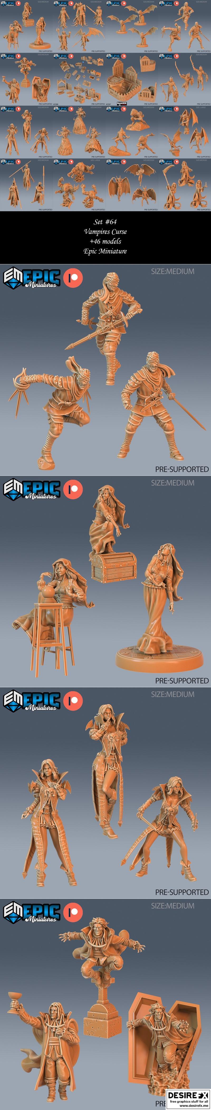 史诗迷你模型-吸血鬼诅咒套装-3D打印模型|Epic Miniatures – Vampires Curse Set – 3D Print Model STL