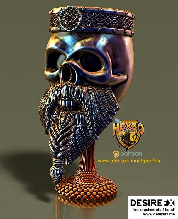 Hex3D - 希腊王族头骨酒杯 3D打印模型|Hex3D – Celtic King Skull Chalice – 3D Print Model STL