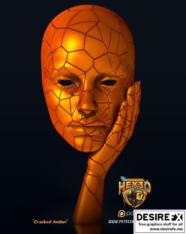 Hex3D - 琥珀裂纹模型 v1 - 3D打印雕塑|Hex3D – Cracked Amber v1 – 3D Print Model STL