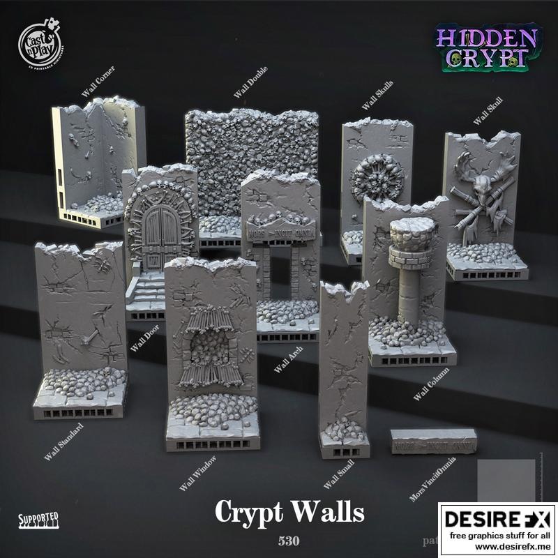 Cast N Play - 隐藏墓穴 - 墓壁 3D打印模型|Cast N Play – Hidden Crypt – Crypt Walls – 3D Print Model STL