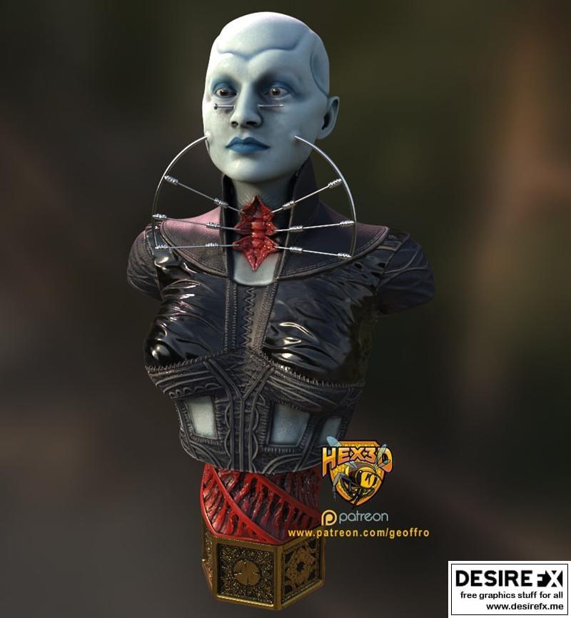 Hex3D - 亡灵女修女3D打印模型|Hex3D – Female Cenobite – 3D Print Model STL
