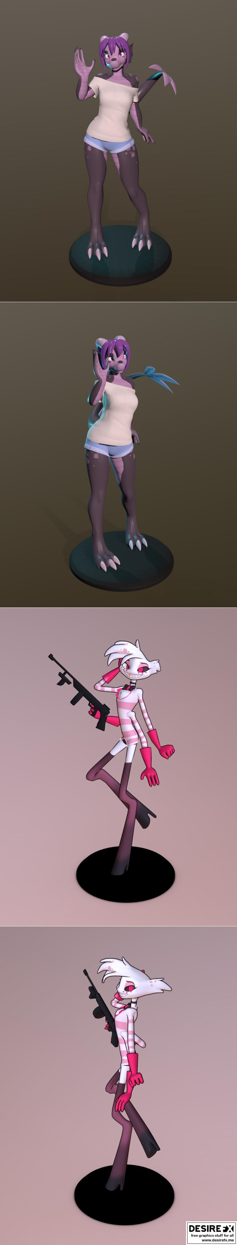 Yubi天使尘 3D打印模型|Yubi Figure and Angel Dust – 3D Print Model STL