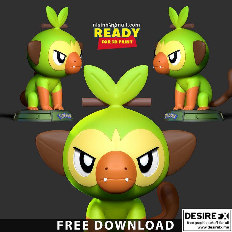 宝可梦 Grookey 3D打印模型|Grookey – Pokemon Fanart 3D print model